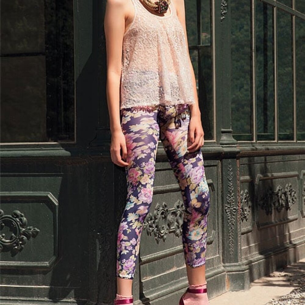 Trasparenze Flowery Fashion Pink Leggings Size S/M